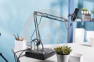 Sound controller and mic on table