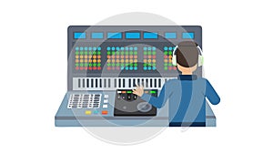 Sound Engineer at Mixing Board, vector design Generative AI