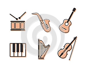 Musical Instruments Icon Set.