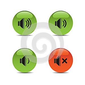 Sound icons on colored buttons and white background