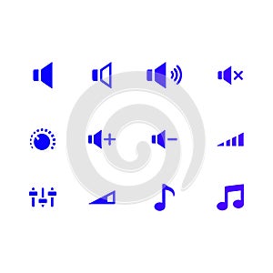 Sound icons set vector, Audio signs, buttons, elements