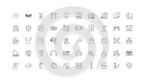 Sound ideas, linear icons, line signs set, vector collection