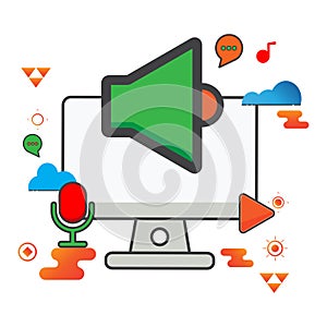 Sound illustration. computer illustration. Flat vector icon. can use for, icon design element,ui, web, mobile app