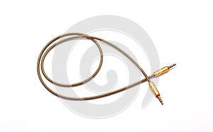 Sound Jack Golden Color Cable on white background