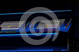 Sound, Light console in the dark room