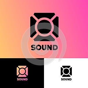 Sound logo. Musical acoustics logo on different backgrounds.