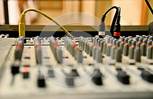 Sound mixer. Audio mix pult
