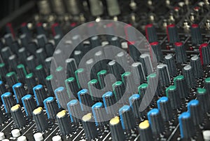 Sound mixer board knobs photo