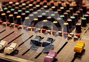 Sound mixer control panel, audio controls