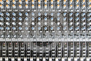 Sound mixer control panel. Sound controller Recording Studio.