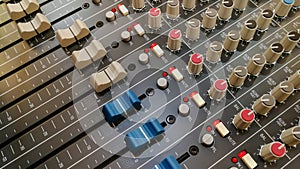 Sound Mixer - Stock image.Recording Studio, Sound Mixer, Directly Above, High Angle View, Sound Recording Equipment