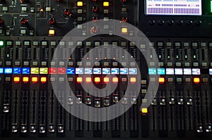 Sound mixing controller for hip hop dj to scratch records,mix live music tracks at night party.