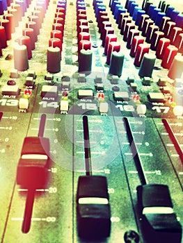 A sound mixing desk