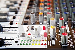 Sound music mixer control panel.