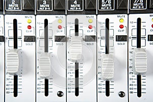 Sound music mixer control panel.