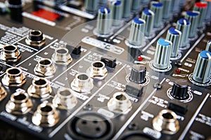 Sound music mixer control panel.