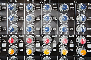 Sound music mixer control panel.