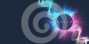 Sound music wave visualiztion. 3D sound solid waveform. Voice sample pattern design