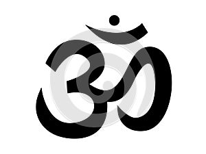 Sound ohm. Main black symbol of sacred mantra pure sound yoga and spirituality religious.