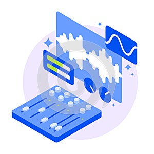 Sound Production Equipment Isometric Illustration