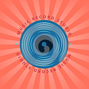 Sound record studio, vinyl music shop, club vector logo with vinyl record