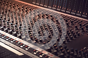 Sound recording equipment. Music mixer controls