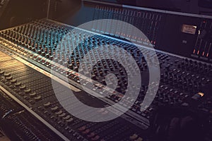 Sound recording equipment. Music mixer controls
