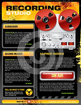 Sound recording studio brochure flyer vector