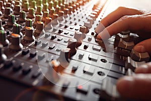 Sound recording studio mixer desk