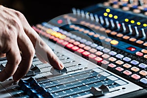 Sound recording studio mixer desk: professional music production