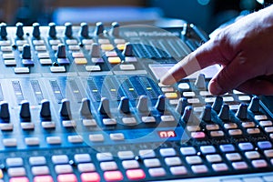 Sound recording studio mixer desk: professional music production