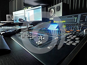 Sound Recording Studio With Music Recording Equipment photo