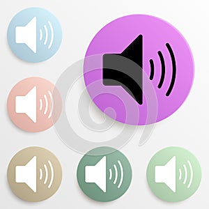 sound sign badge color set. Simple glyph, flat vector of web icons for ui and ux, website or mobile application