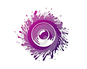 Sound speaker and color ink splash blob isolated vector icon. Music logo template