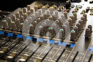 Sound studio adjusting record equipment