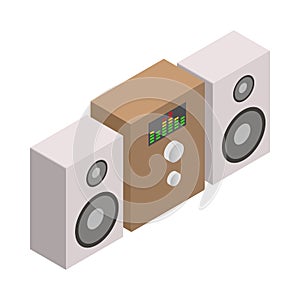 Sound system icon, isometric 3d style