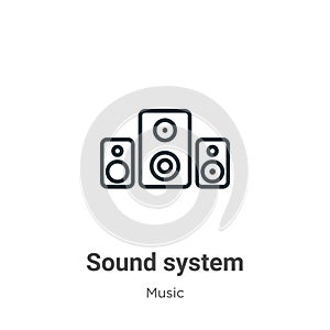 Sound system outline vector icon. Thin line black sound system icon, flat vector simple element illustration from editable music