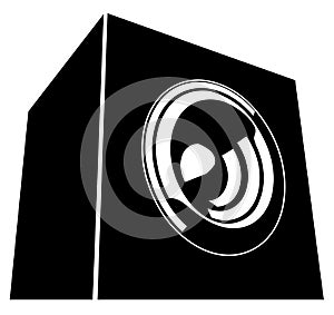 Sound-system speaker illustration icon in black and white