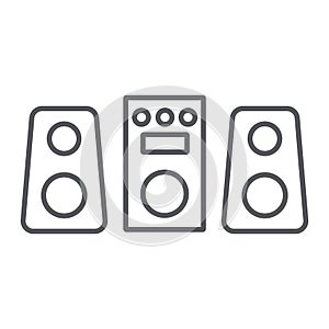 Sound system thin line icon, party and music, stereo system sign, vector graphics, a linear pattern on a white