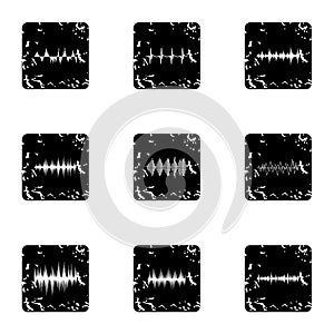 Sound track icons set, grunge style