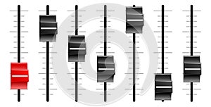 Sound or video control board Sliders or faders