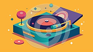 The sound of a vinyl record player softly filling the air creating a nostalgic atmosphere.. Vector illustration.