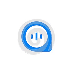 Sound voice frequency and map pin marker app icon logo template