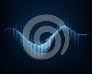 Sound wave. Abstract background of glowing curve lines