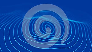Sound wave. Abstract current wave surface of ring circumferential lines. Data technology illustration. Big data photo
