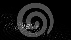 Sound wave. Abstract current wave surface of ring circumferential lines. Data technology illustration. Big data visualization. 3d photo