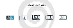 Sound wave bars icon in different style vector illustration. two colored and black sound wave bars vector icons designed in filled