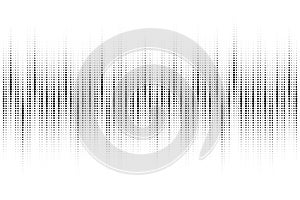 Sound wave dotted pattern. Vector music halftone background. Audio digital frequency border. Equalizer gradient spectrum