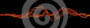 Sound wave element. Abstract black digital equalizer. Big data visualization. Dynamic light flow. 3d rendering