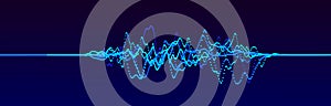 Sound wave element. Abstract blue digital equalizer. Big data visualization. Dynamic light flow. 3d rendering